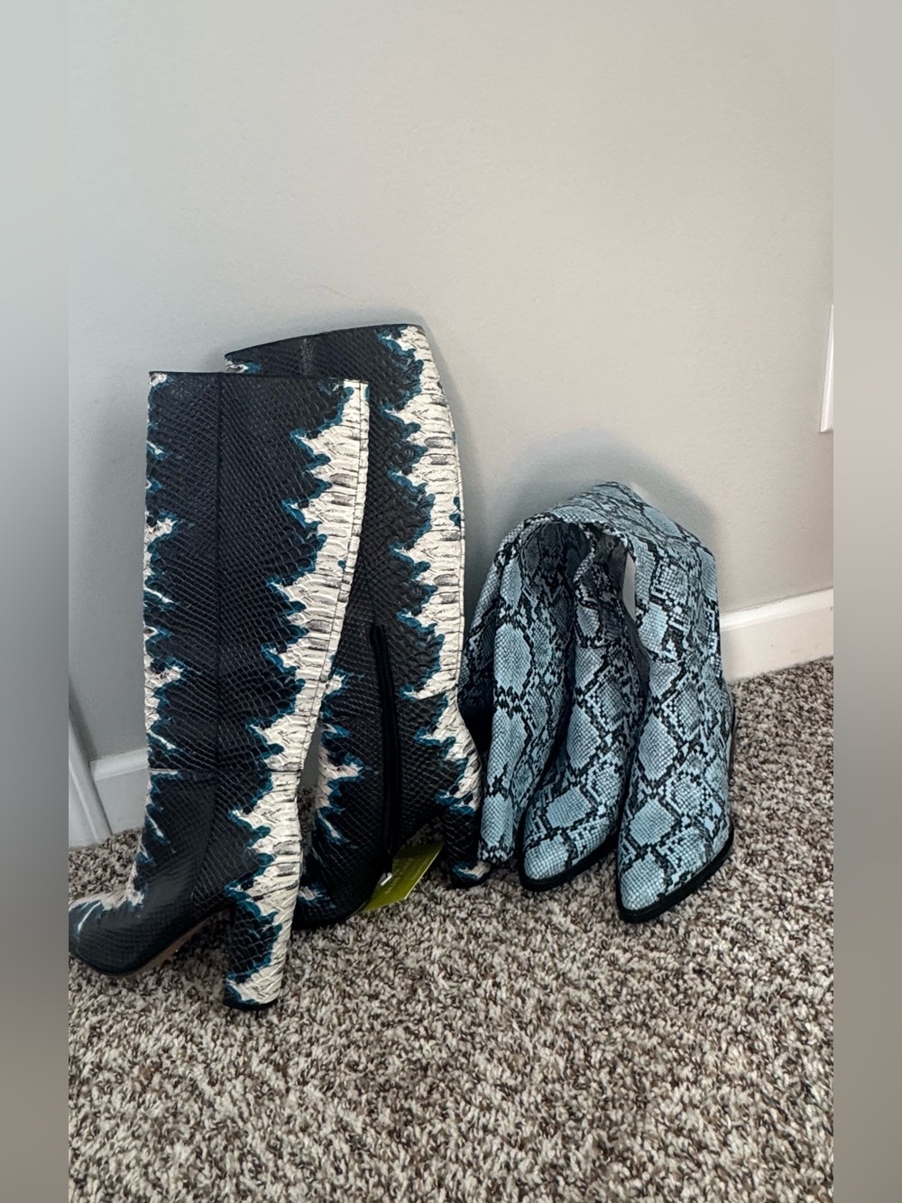 Gianni Bini Snakeskin Boots + Mid-Calf Snake Print Boots Bundle